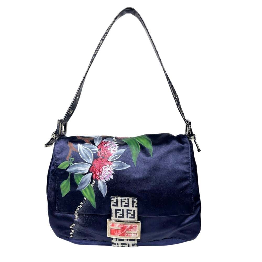 Fendi Zucchino Floral Painted Satin Mamma Baguette